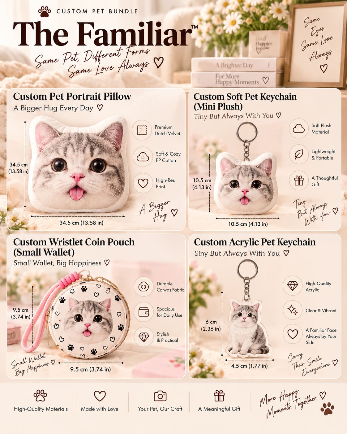 The Familiar™ — Custom Pet Portrait Pillow Set
