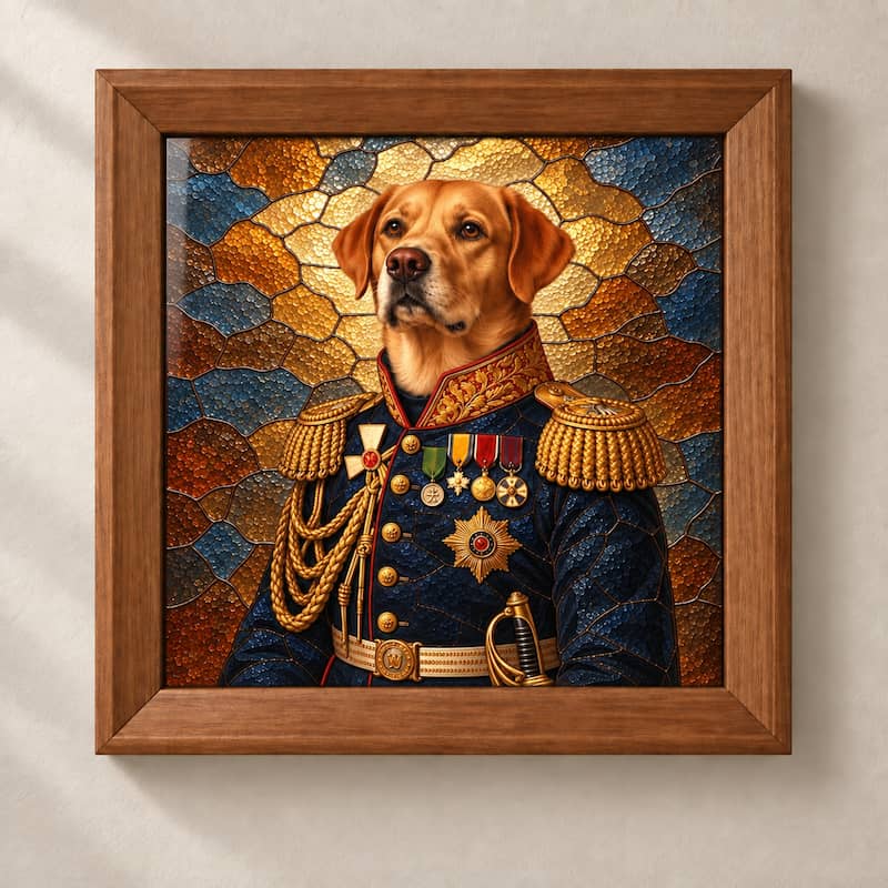 The General - Custom Glass Pet Portrait