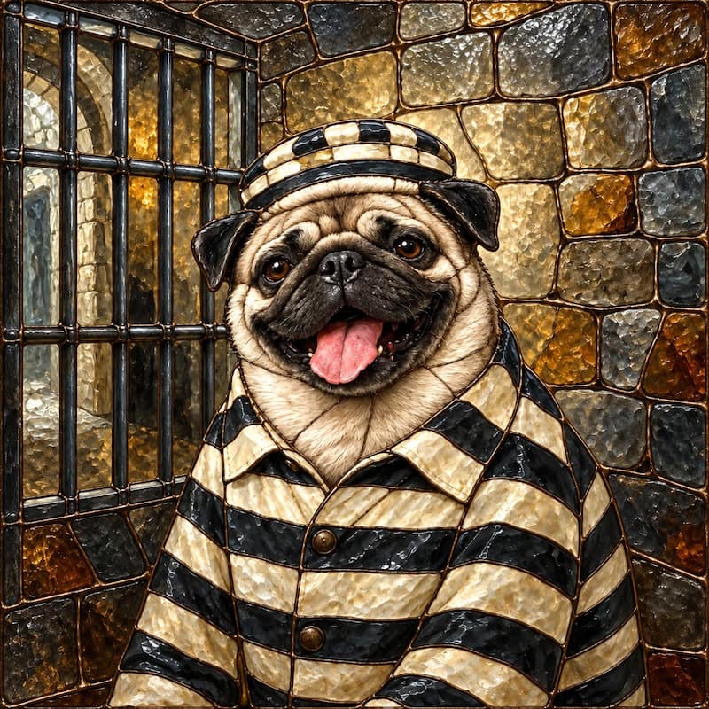 Naughty Pet Mugshot - Custom Glass Pet Portrait