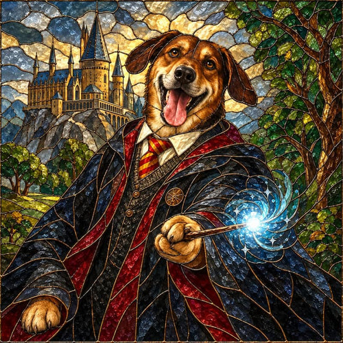 The Wizard - Custom Glass Pet Portrait