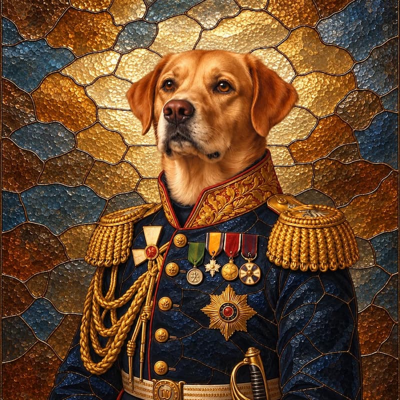 The General - Custom Glass Pet Portrait