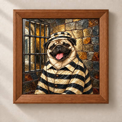 Naughty Pet Mugshot - Custom Glass Pet Portrait